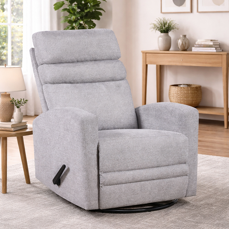 Manuele fauteuil met schommel en draaiknop, kleine fauteuils voor kleine ruimtes in de woonkamer