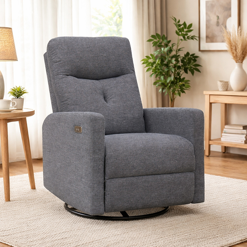 29,9'' brede elektrisch draaibare schommelfauteuil met USB-poorten voor zweefvliegtuig in de kinderkamer