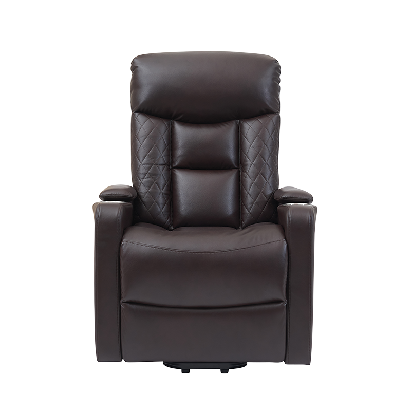 Ademende leren stoelen voor thuisbioscopen. Elektrisch verstelbare fauteuil met bekerhouders voor ouderen