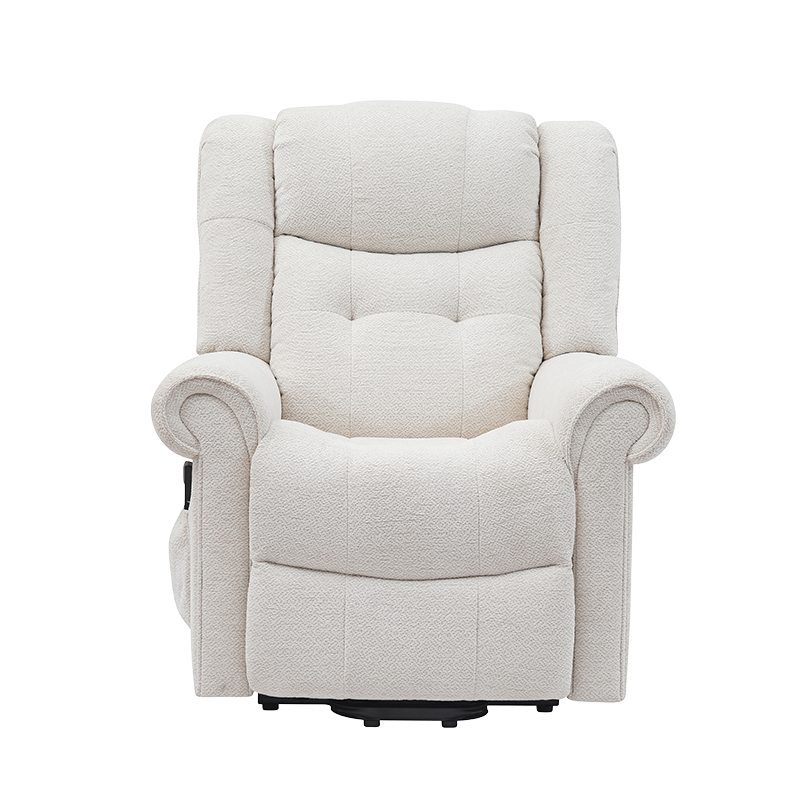 Chenille powerlift fauteuil voor ouderen met vibratiemassage en warmte