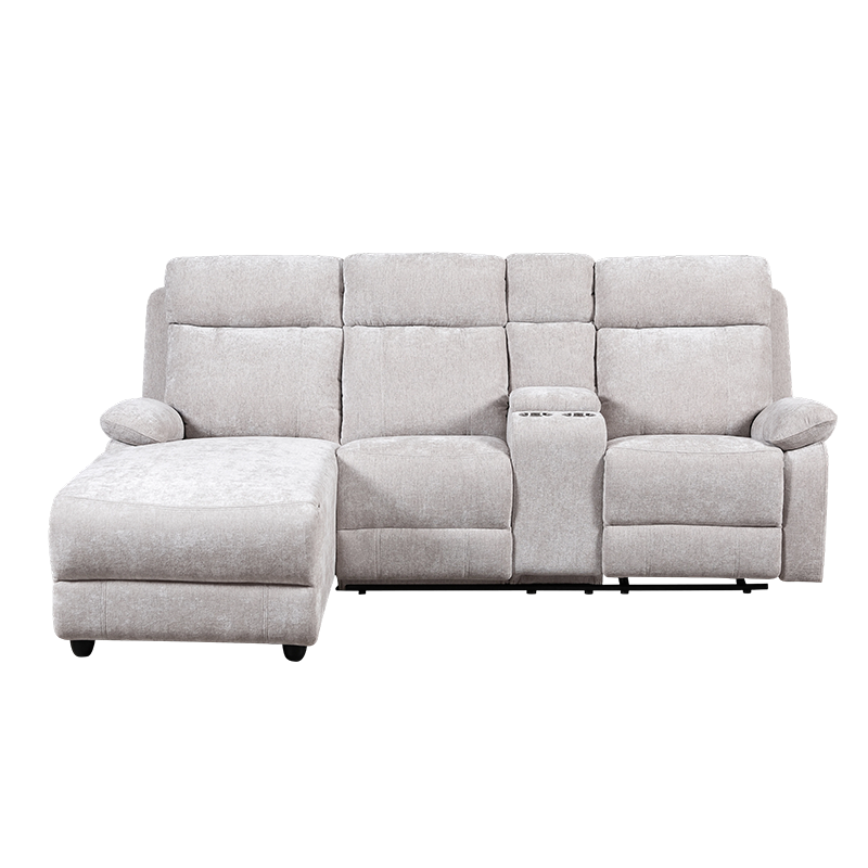 Chenille chaise zitbank met voetenbank