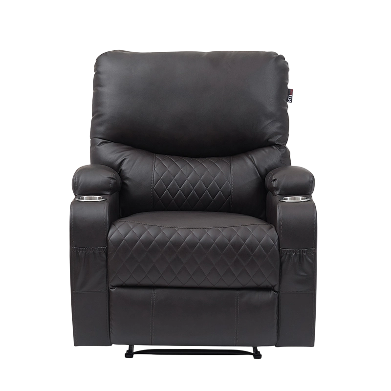 Overvolle handmatige fauteuil van kunstleer met twee bekerhouders