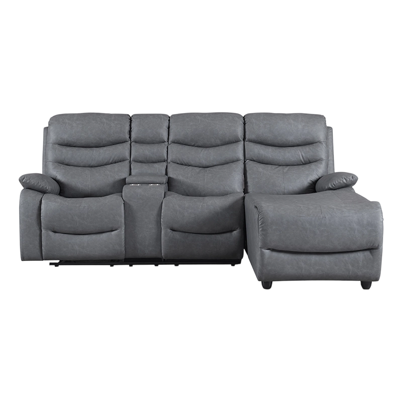Blauw gestoffeerd, handmatig verstelbaar, met chaise longue en opbergruimte