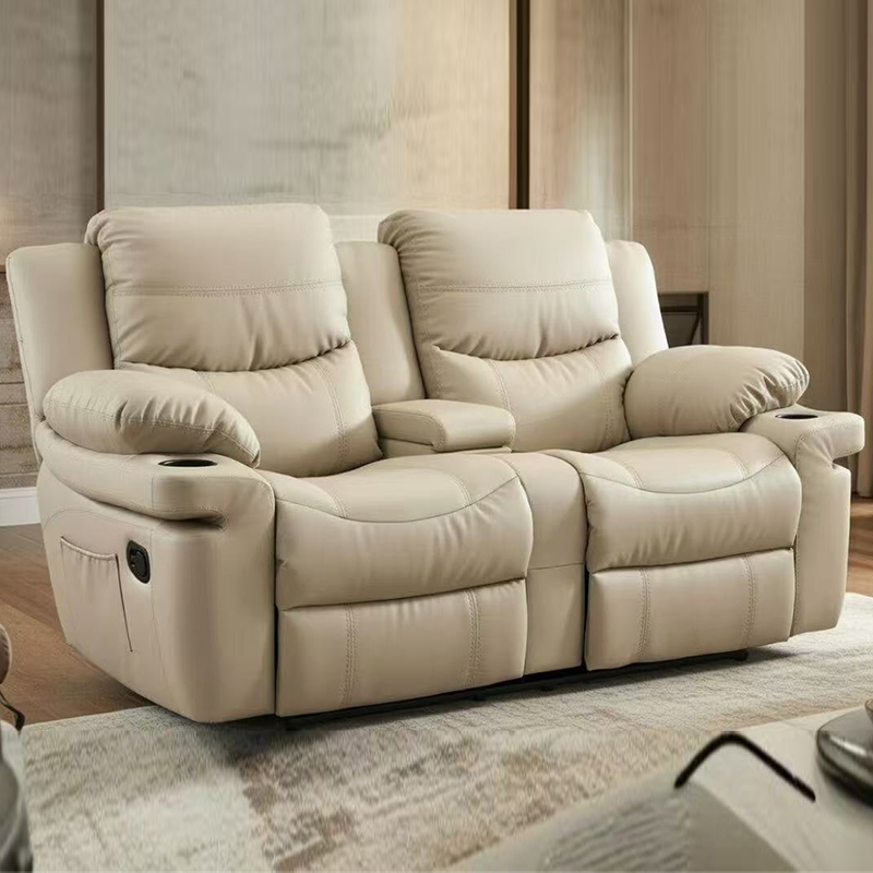 Met leer beklede, handmatig bewegende loveseat fauteuil