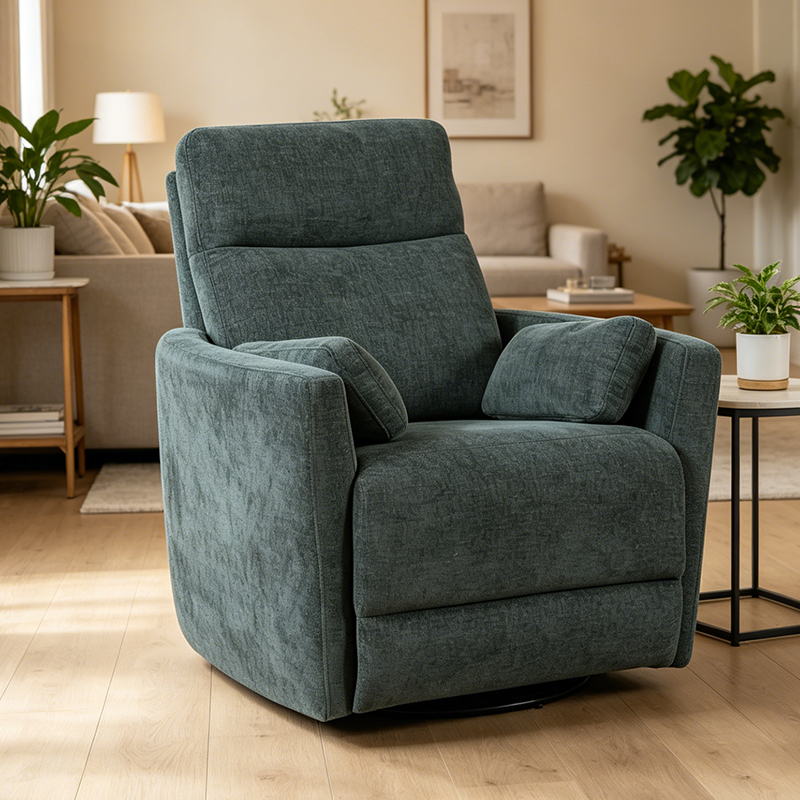 Moderne Chenille draaibare zweeffauteuil met kussens